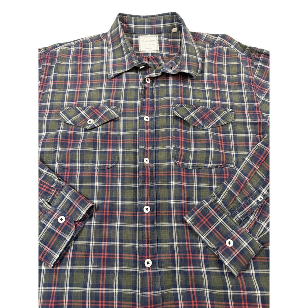 Billy Reid Mens XL Plaid Button Down Shirt Standard Cut 100% Cotton